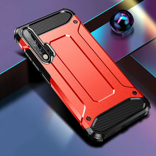 Silicone Matte Finish and Plastic Back Cover Case for Huawei Nova 6 Red