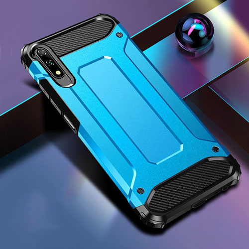 Silicone Matte Finish and Plastic Back Cover Case for Huawei P Smart Z (2019) Sky Blue