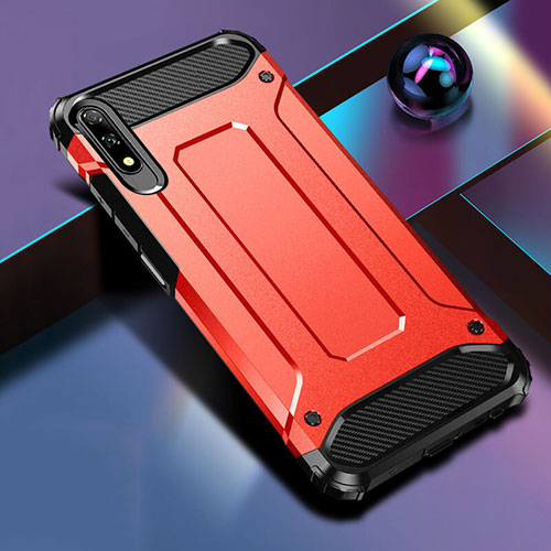 Silicone Matte Finish and Plastic Back Cover Case for Huawei Y9 Prime (2019) Red