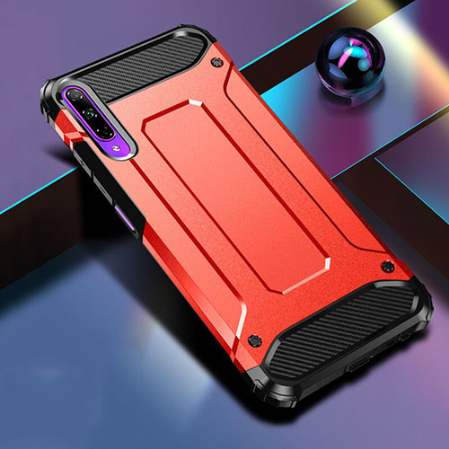 Silicone Matte Finish and Plastic Back Cover Case for Huawei Y9s Red