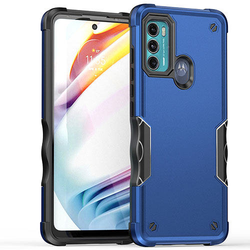 Silicone Matte Finish and Plastic Back Cover Case for Motorola Moto Edge 20 Lite 5G Blue