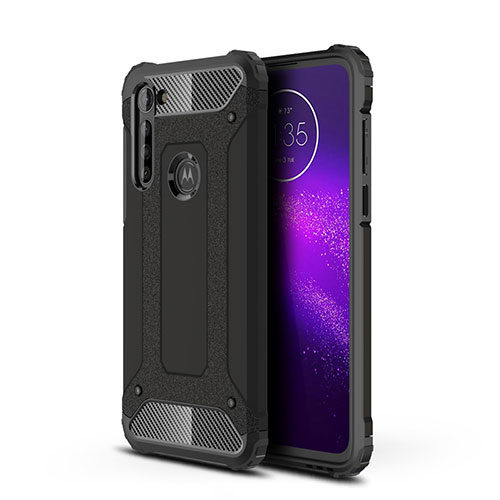 Silicone Matte Finish and Plastic Back Cover Case for Motorola Moto G8 Power Black