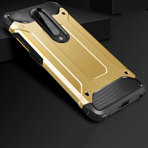 Silicone Matte Finish and Plastic Back Cover Case for OnePlus 8 Gold