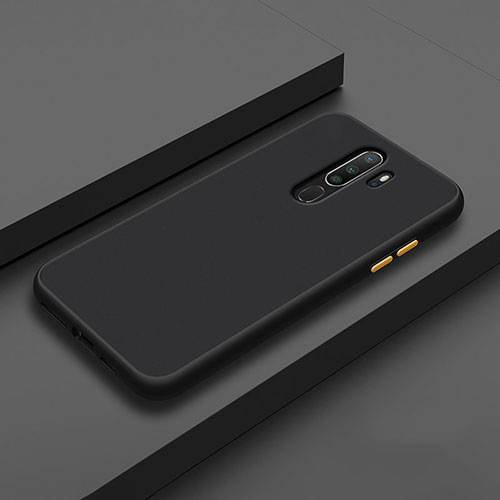 Silicone Matte Finish and Plastic Back Cover Case for Oppo A11 Black