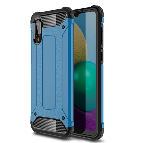 Silicone Matte Finish and Plastic Back Cover Case for Samsung Galaxy M02 Blue