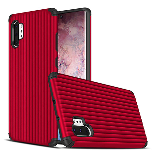 Silicone Matte Finish and Plastic Back Cover Case for Samsung Galaxy Note 10 Plus 5G Red