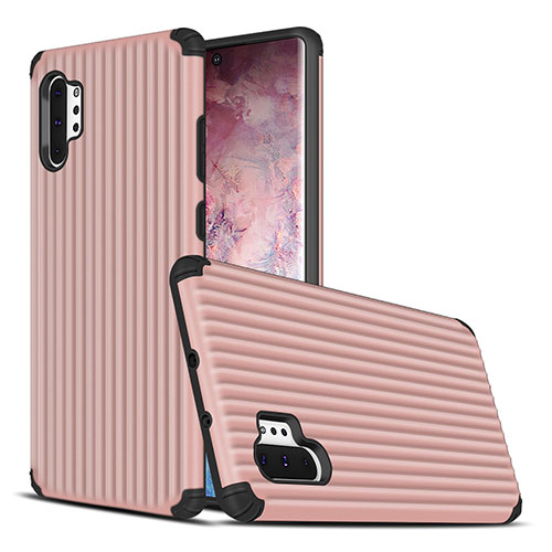 Silicone Matte Finish and Plastic Back Cover Case for Samsung Galaxy Note 10 Plus 5G Rose Gold