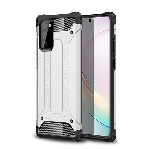 Silicone Matte Finish and Plastic Back Cover Case for Samsung Galaxy Note 20 Plus 5G Silver