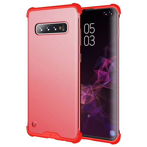 Silicone Matte Finish and Plastic Back Cover Case for Samsung Galaxy S10 Plus Red