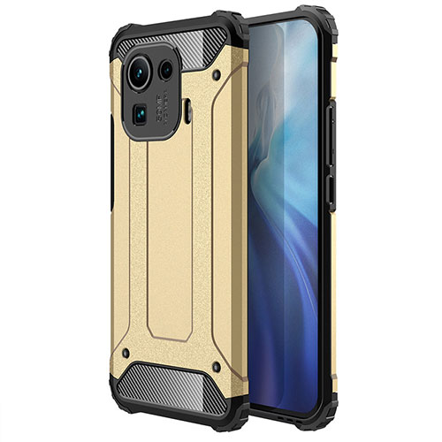 Silicone Matte Finish and Plastic Back Cover Case for Xiaomi Mi 11 Pro 5G Gold