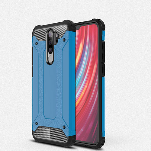 Silicone Matte Finish and Plastic Back Cover Case for Xiaomi Redmi Note 8 Pro Blue