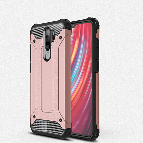 Silicone Matte Finish and Plastic Back Cover Case for Xiaomi Redmi Note 8 Pro Rose Gold