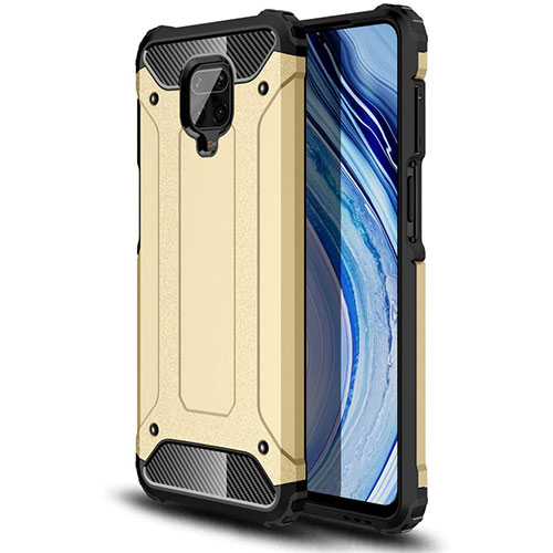 Silicone Matte Finish and Plastic Back Cover Case for Xiaomi Redmi Note 9 Pro Max Gold