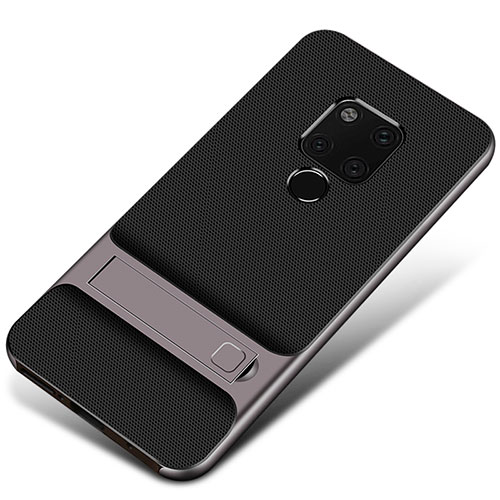 Silicone Matte Finish and Plastic Back Cover Case M01 for Huawei Mate 20 Gray