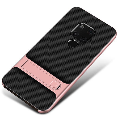 Silicone Matte Finish and Plastic Back Cover Case M01 for Huawei Mate 20 Rose Gold