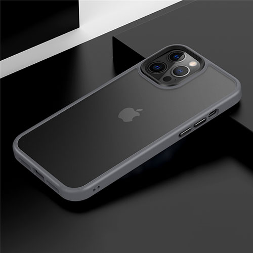 Silicone Matte Finish and Plastic Back Cover Case N01 for Apple iPhone 12 Pro Gray