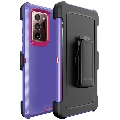 Silicone Matte Finish and Plastic Back Cover Case N04 for Samsung Galaxy Note 20 Ultra 5G Purple