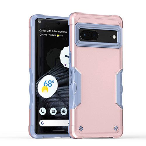 Silicone Matte Finish and Plastic Back Cover Case QW1 for Google Pixel 7 5G Rose Gold