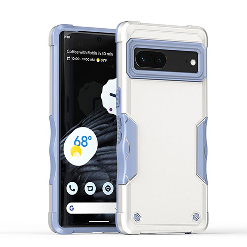 Silicone Matte Finish and Plastic Back Cover Case QW1 for Google Pixel 7 5G White