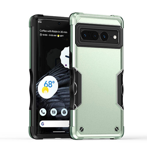 Silicone Matte Finish and Plastic Back Cover Case QW1 for Google Pixel 7 Pro 5G Matcha Green