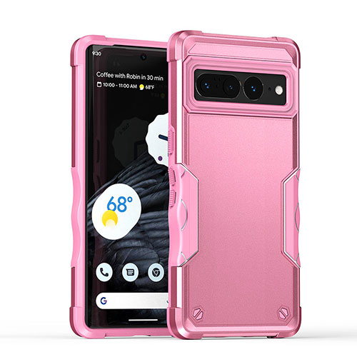 Silicone Matte Finish and Plastic Back Cover Case QW1 for Google Pixel 7 Pro 5G Pink