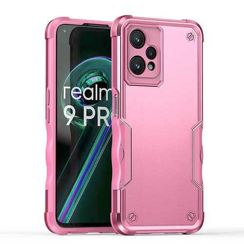 Silicone Matte Finish and Plastic Back Cover Case QW1 for Realme 9 5G Pink