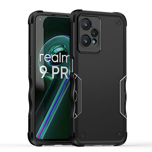 Silicone Matte Finish and Plastic Back Cover Case QW1 for Realme 9 Pro 5G Black