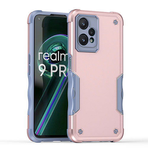 Silicone Matte Finish and Plastic Back Cover Case QW1 for Realme 9 Pro 5G Rose Gold