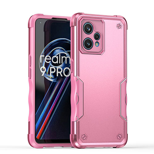 Silicone Matte Finish and Plastic Back Cover Case QW1 for Realme Narzo 50 Pro 5G Pink