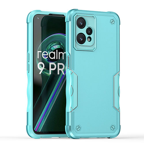 Silicone Matte Finish and Plastic Back Cover Case QW1 for Realme Q5 5G Mint Blue