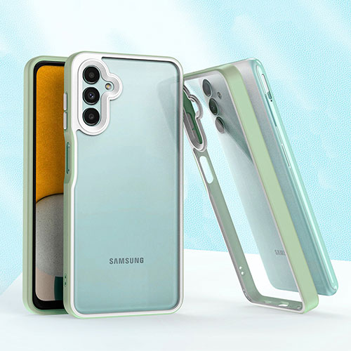 Silicone Matte Finish and Plastic Back Cover Case QW1 for Samsung Galaxy A04s Matcha Green