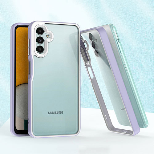 Silicone Matte Finish and Plastic Back Cover Case QW1 for Samsung Galaxy A13 5G Clove Purple