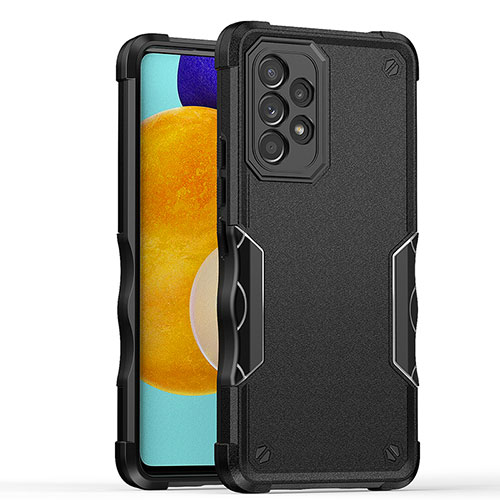 Silicone Matte Finish and Plastic Back Cover Case QW1 for Samsung Galaxy A52s 5G Black