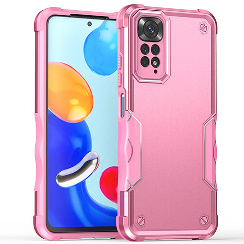 Silicone Matte Finish and Plastic Back Cover Case QW1 for Xiaomi Redmi Note 11 Pro 4G Pink