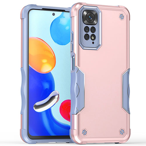 Silicone Matte Finish and Plastic Back Cover Case QW1 for Xiaomi Redmi Note 11 Pro 4G Rose Gold