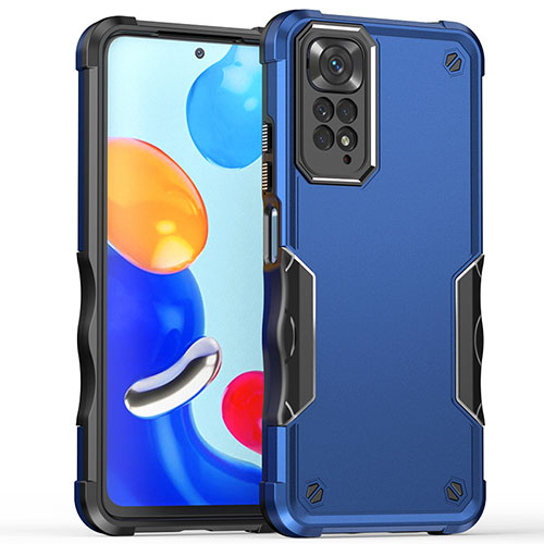 Silicone Matte Finish and Plastic Back Cover Case QW1 for Xiaomi Redmi Note 11 Pro 5G Blue