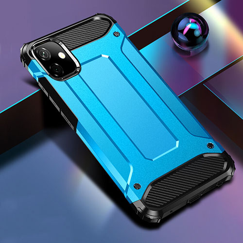 Silicone Matte Finish and Plastic Back Cover Case R01 for Apple iPhone 11 Blue