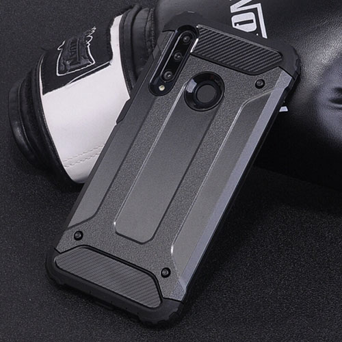 Silicone Matte Finish and Plastic Back Cover Case R01 for Huawei Honor 10i Black