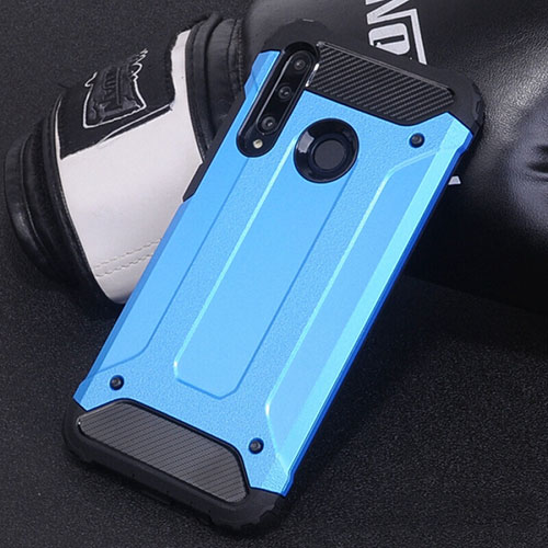 Silicone Matte Finish and Plastic Back Cover Case R01 for Huawei Honor 20 Lite Sky Blue