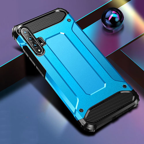 Silicone Matte Finish and Plastic Back Cover Case R01 for Huawei Honor 20 Pro Blue