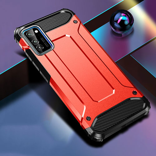 Silicone Matte Finish and Plastic Back Cover Case R01 for Huawei Honor V30 5G Red