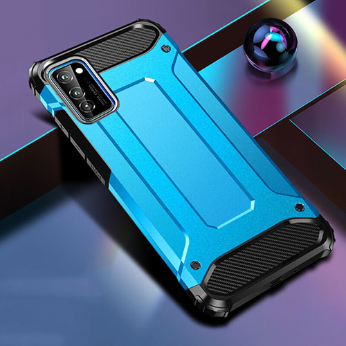 Silicone Matte Finish and Plastic Back Cover Case R01 for Huawei Honor View 30 5G Sky Blue