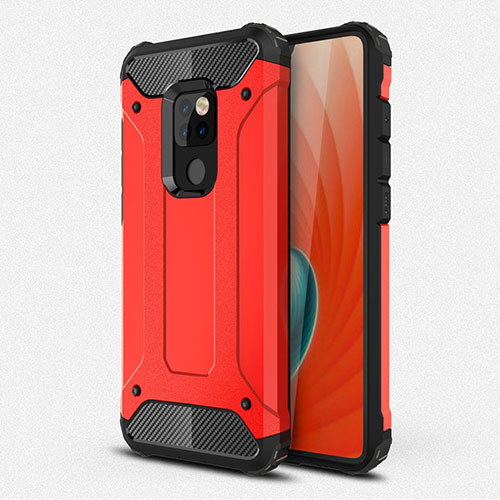 Silicone Matte Finish and Plastic Back Cover Case R01 for Huawei Mate 20 Red