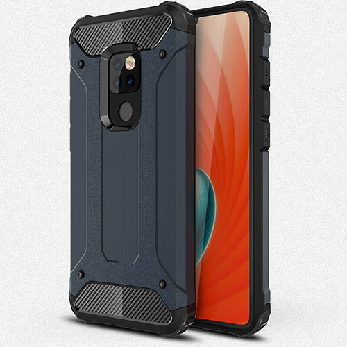 Silicone Matte Finish and Plastic Back Cover Case R01 for Huawei Mate 20 X 5G Blue