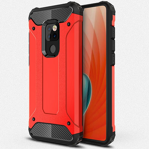 Silicone Matte Finish and Plastic Back Cover Case R01 for Huawei Mate 20 X 5G Red