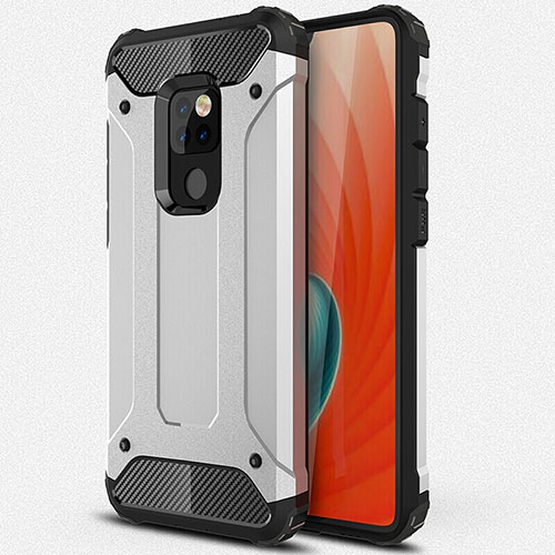 Silicone Matte Finish and Plastic Back Cover Case R01 for Huawei Mate 20 X 5G Silver