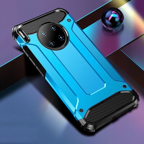 Silicone Matte Finish and Plastic Back Cover Case R01 for Huawei Mate 30 Pro 5G Blue