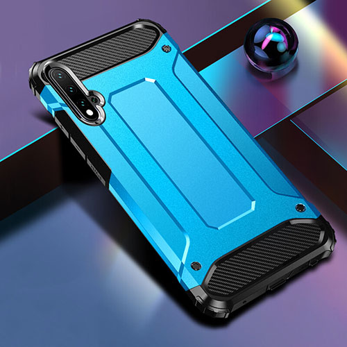 Silicone Matte Finish and Plastic Back Cover Case R01 for Huawei Nova 5 Pro Sky Blue