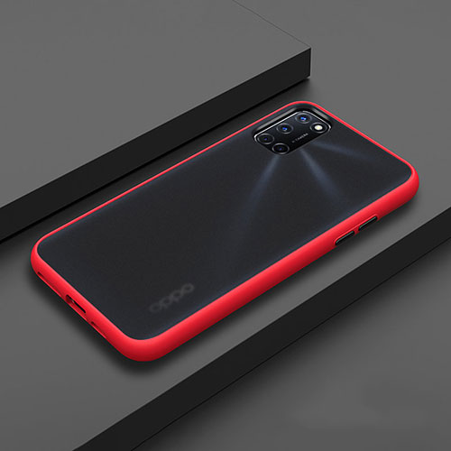 Silicone Matte Finish and Plastic Back Cover Case R01 for Oppo A72 Red