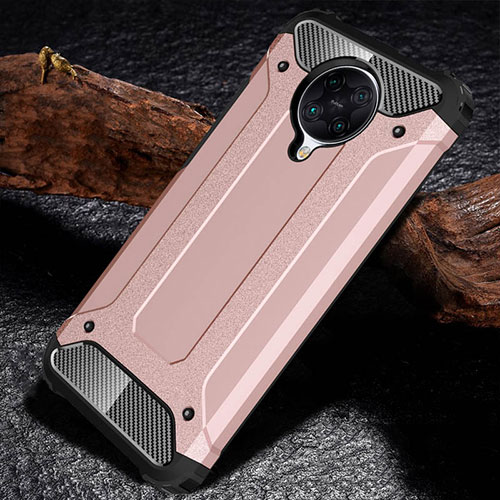 Silicone Matte Finish and Plastic Back Cover Case R01 for Xiaomi Redmi K30 Pro 5G Rose Gold